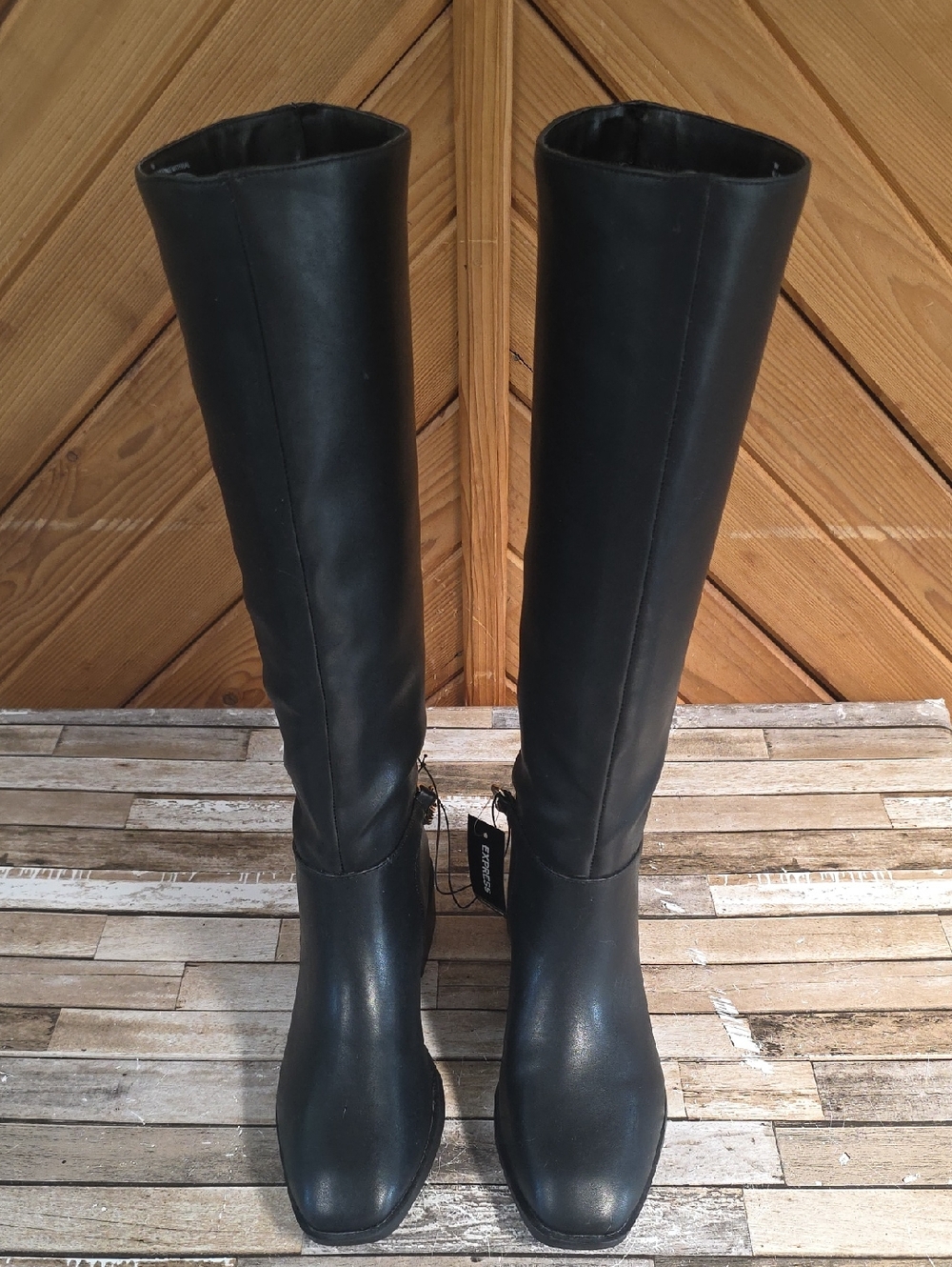Express Women's Black Leather Knee-High Boots
